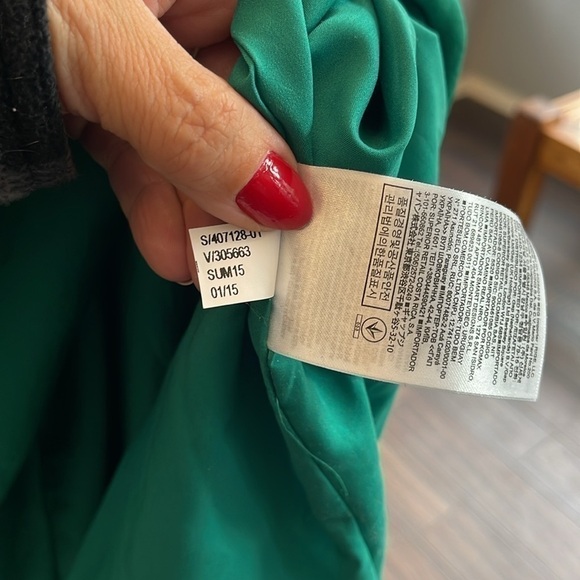 Banana Republic NWT Emerald Green Midi  Spaghetti Strap Sleeveless‎ Dress 10P - Picture 5 of 6